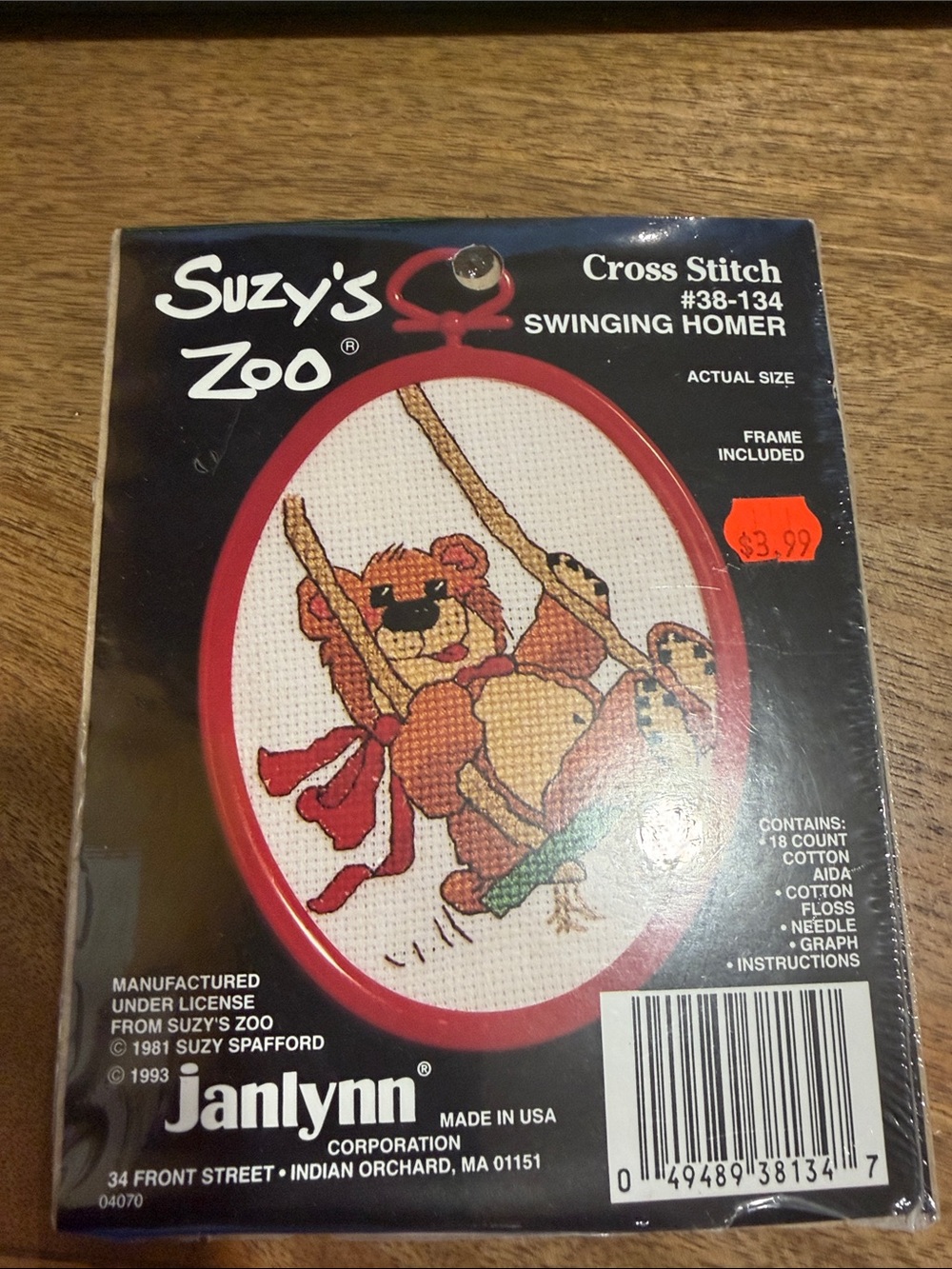 Swinging Homer Cross Stitch Kit - Red Frame